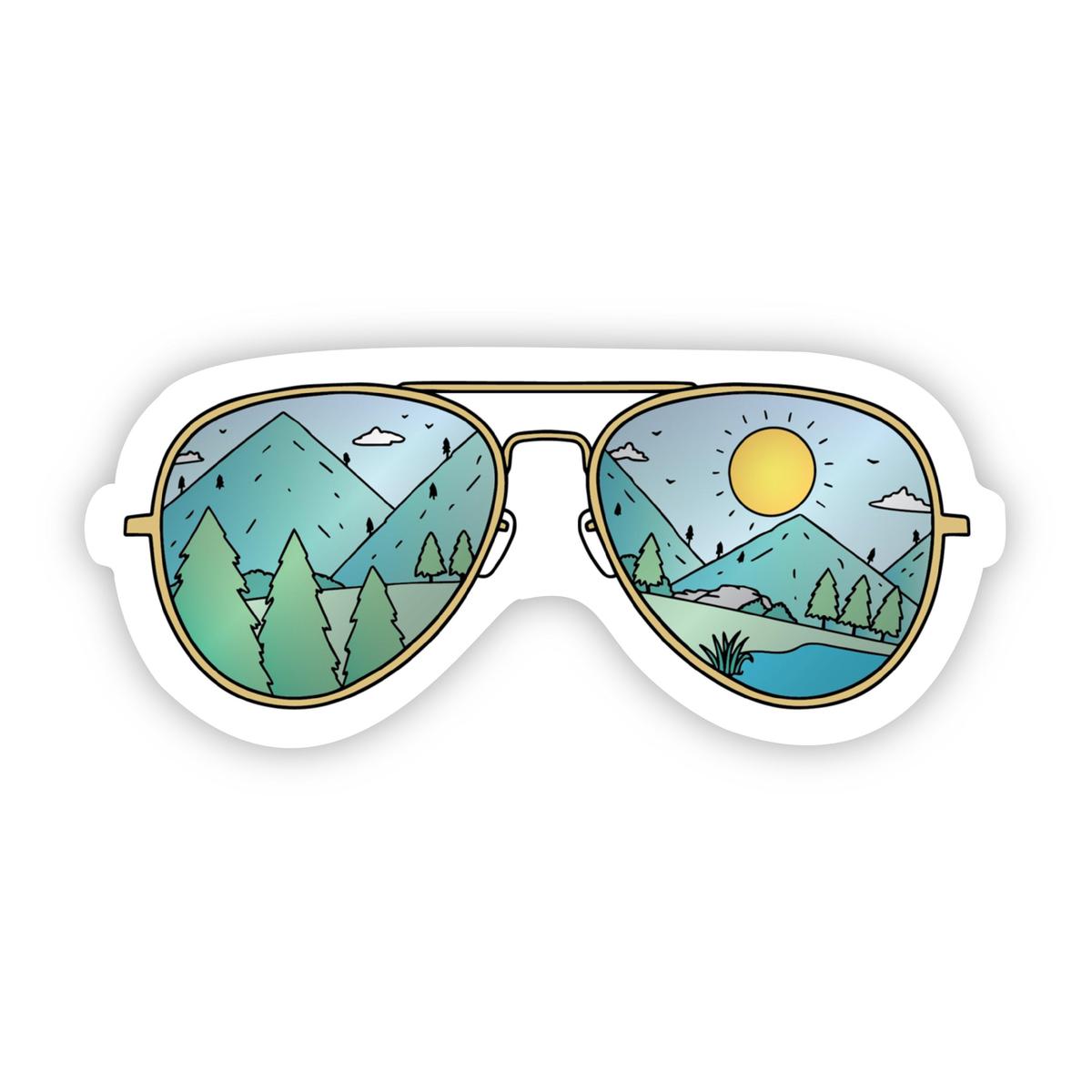 Big Moods Sunglasses with Mountains Sticker