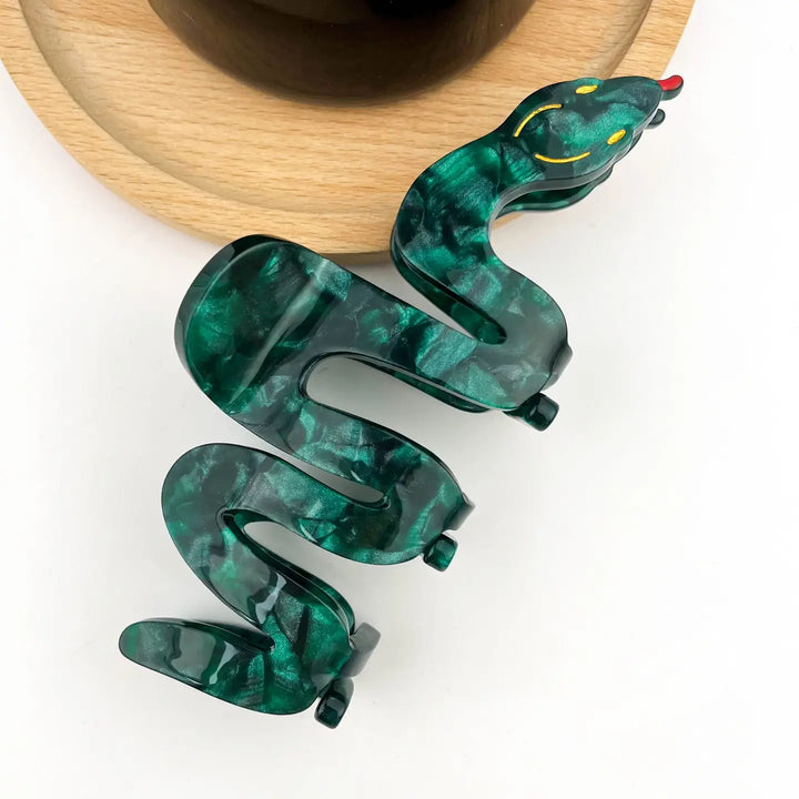 Green Snake Claw Clip, Reptile-Inspired Hair Accessory