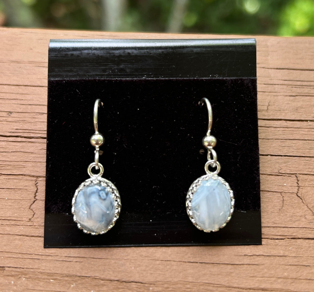 Crystal Creek Gems: Gila White Agate on Onyx Earrings
