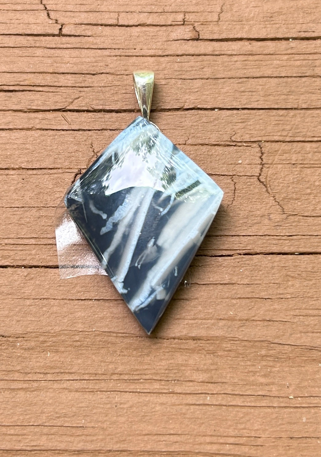 Crystal Creek Gems: Gila White Agate on Onyx Pendant-2