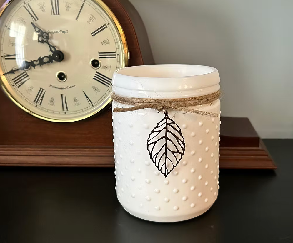 Sweet Wick Candles - White Hobnail with Charm - Fireside Splendor