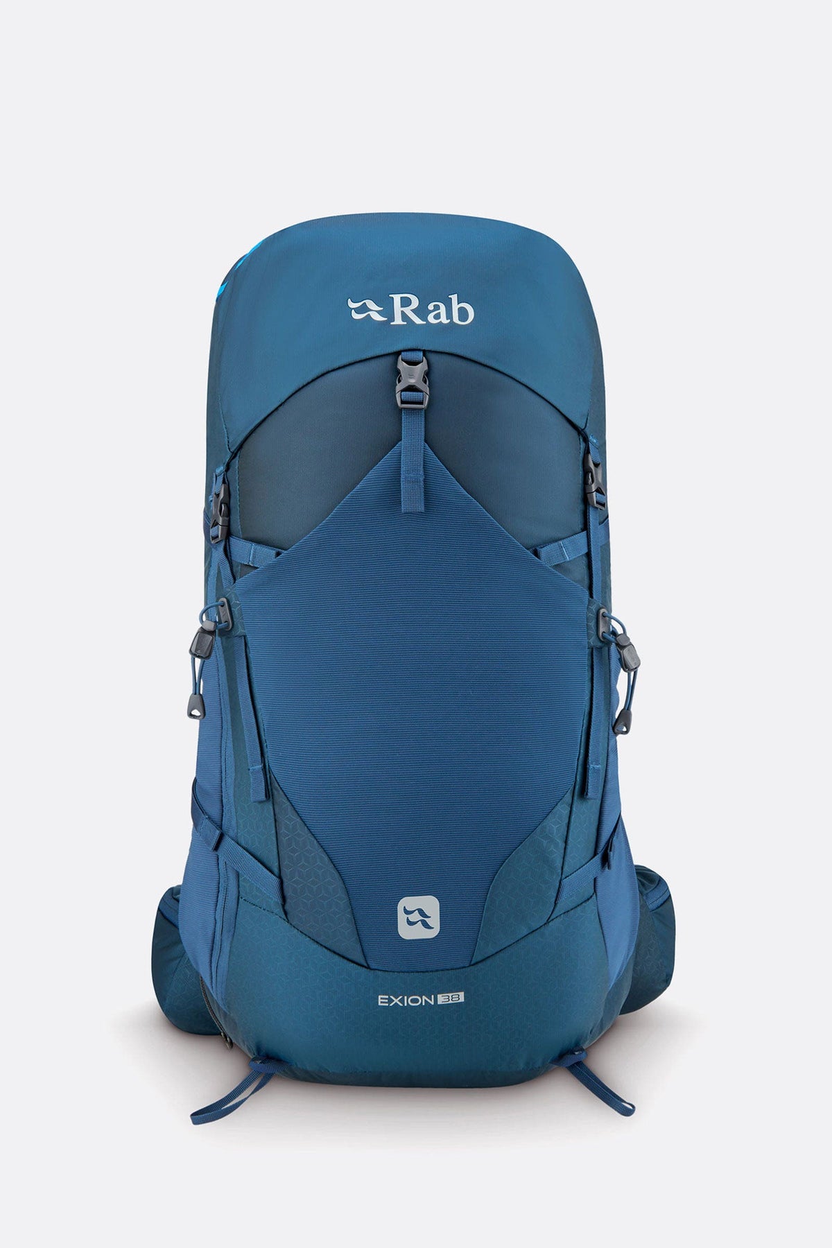 RAB Exion 38 backpack in Tempest Blue, front