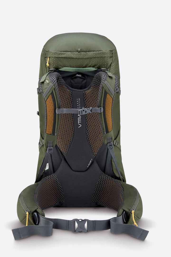 RAB Exion 48 backpack in Army, back
