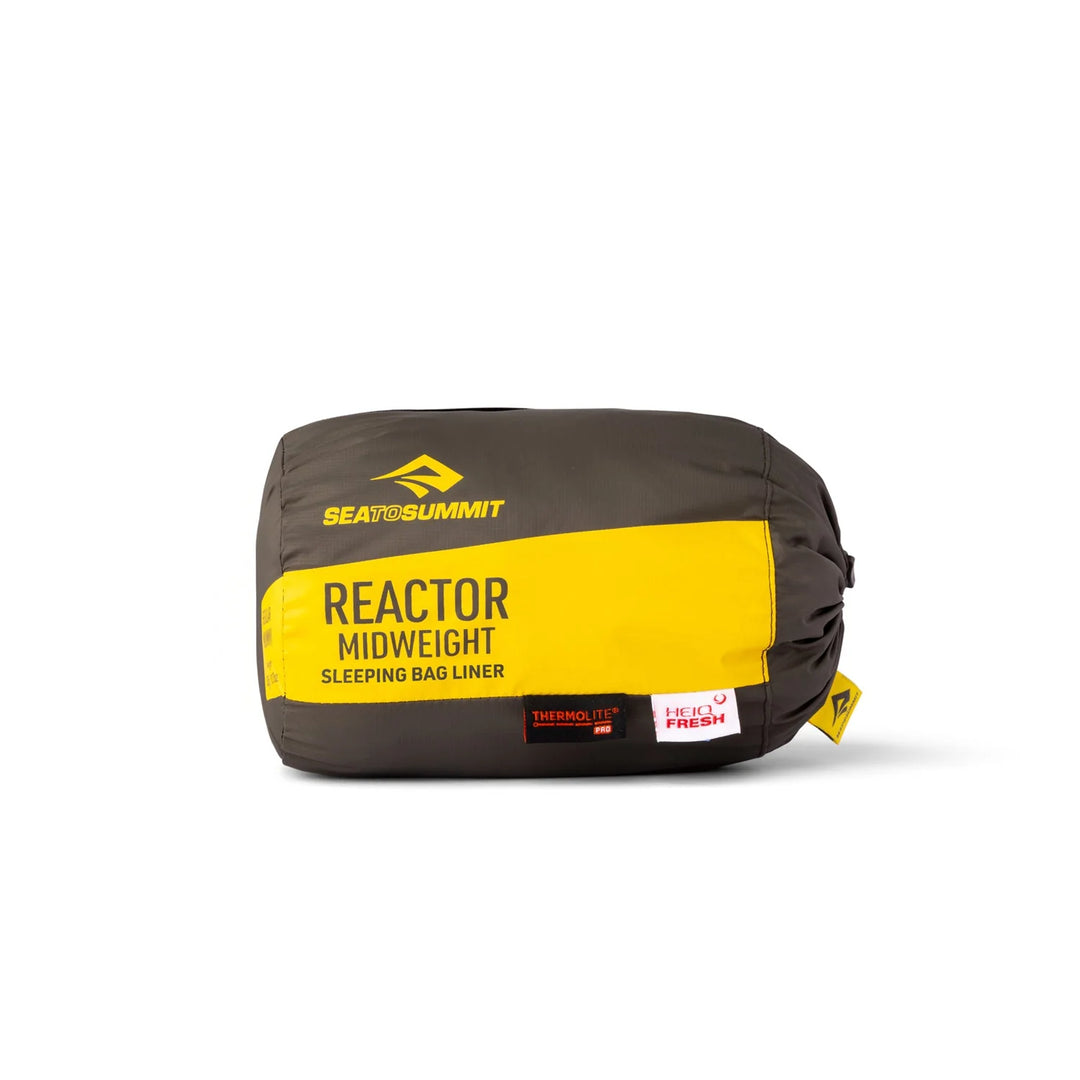 Sea to Summit Reactor Midweight Sleeping Bag Liner in Beluga, packed