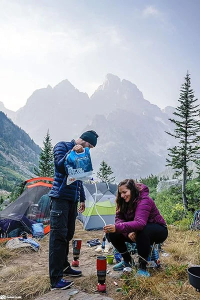Sawyer One Gallon Gravity Water Filtration System in use at camp
