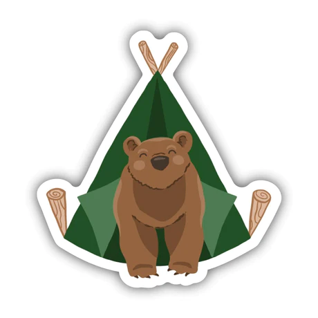 Big Moods Camping Bear Sticker