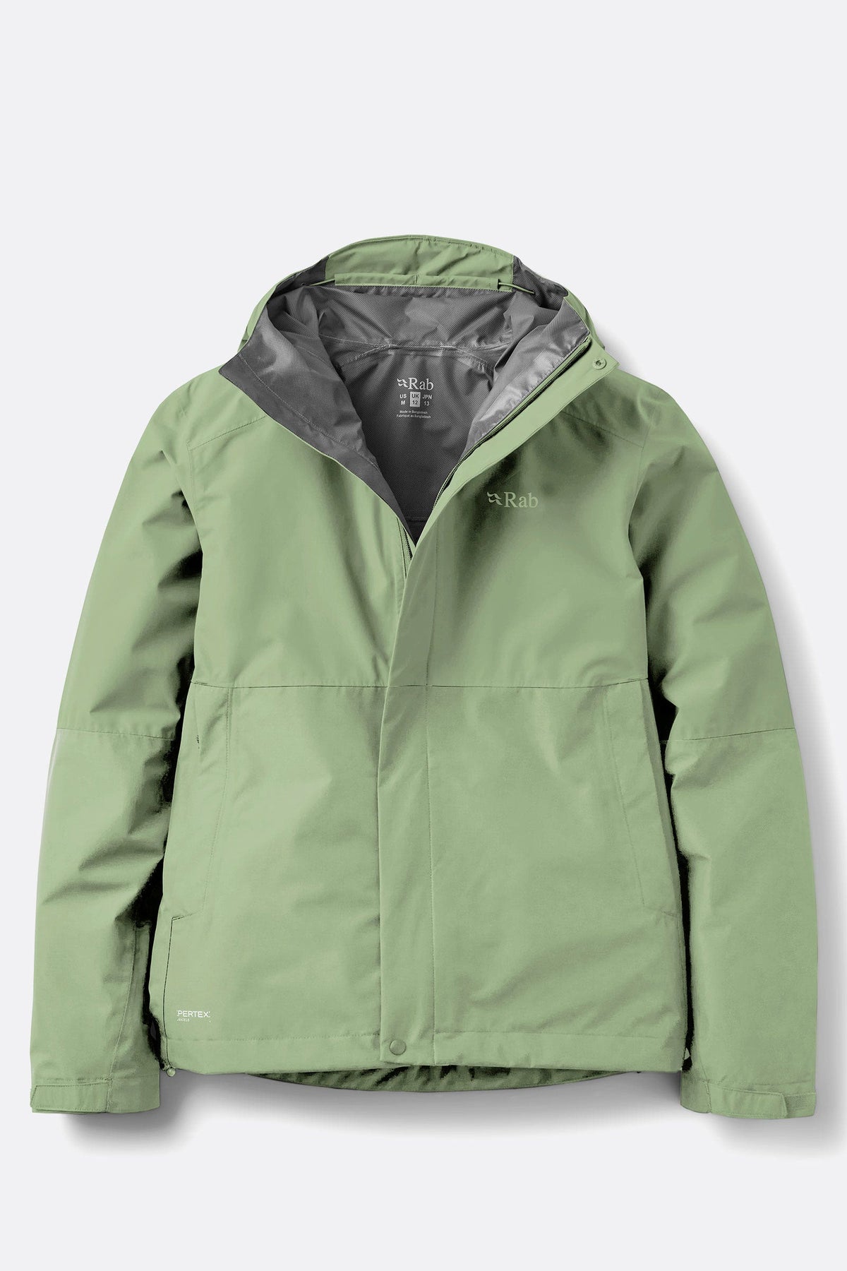 Rab Women's Downpour Waterproof Jacket in Dark Fig Green, front view