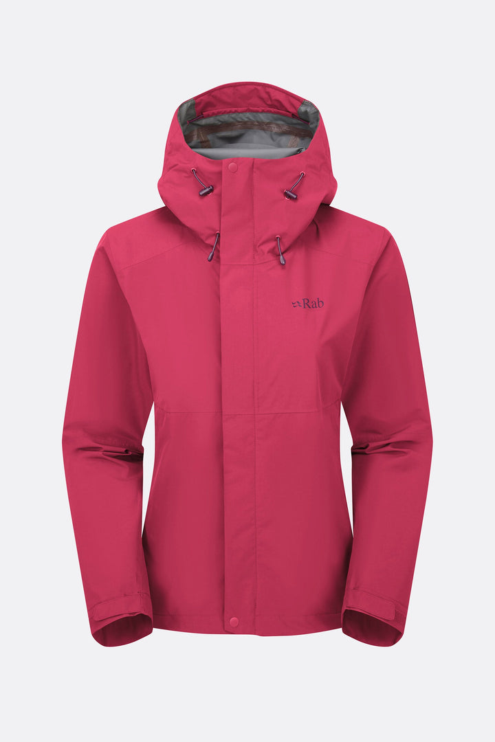Rab Women's Downpour Waterproof Jacket in Watermelon, front view