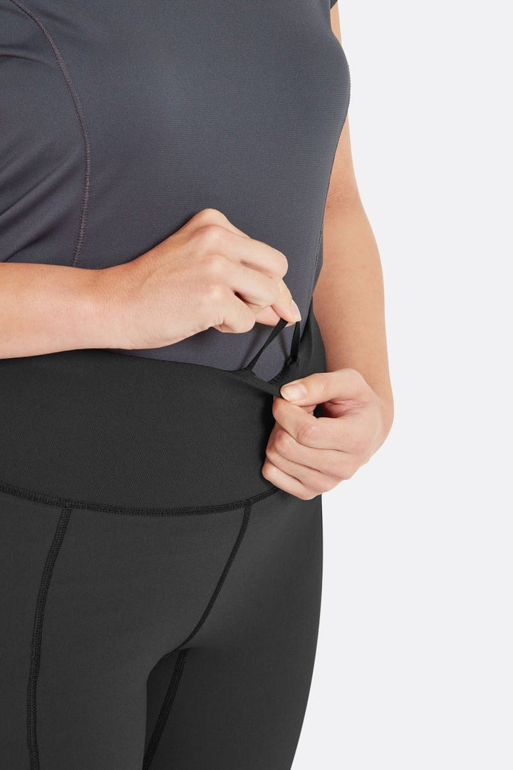 Women's Incline AS Tights — Black — DETAIL::Waistband::Gusset panel insert and seamless front rise for increased comfort