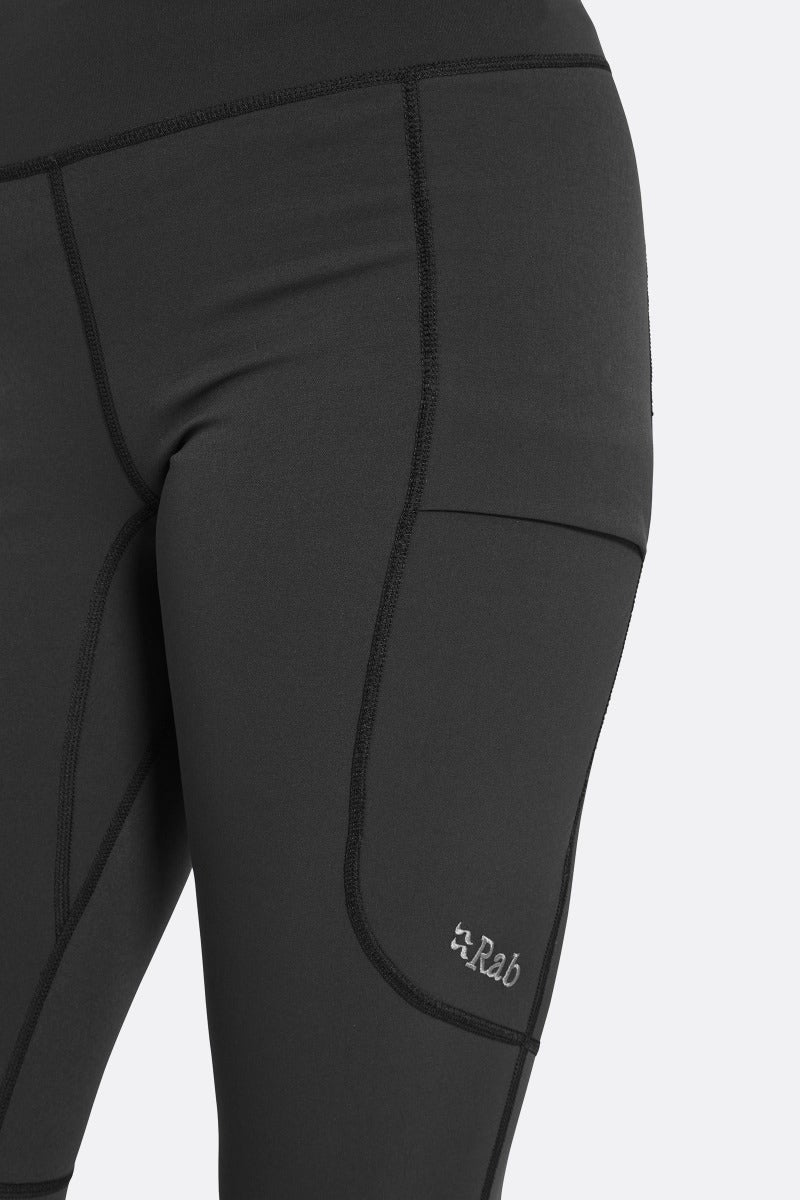 Women's Incline AS Tights — Black — DETAIL::Seams::Flatlock low bulk seams, for strength and comfort next to skin