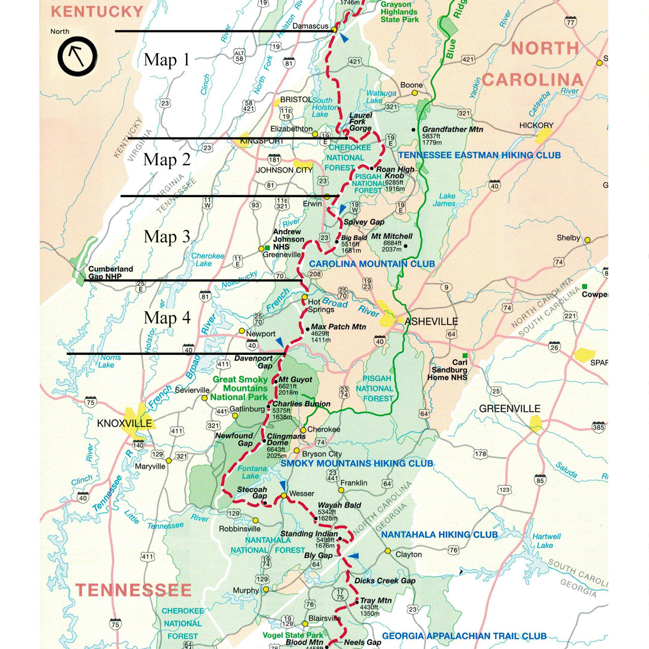 Appalachian Trail Maps Tennessee-North Carolina