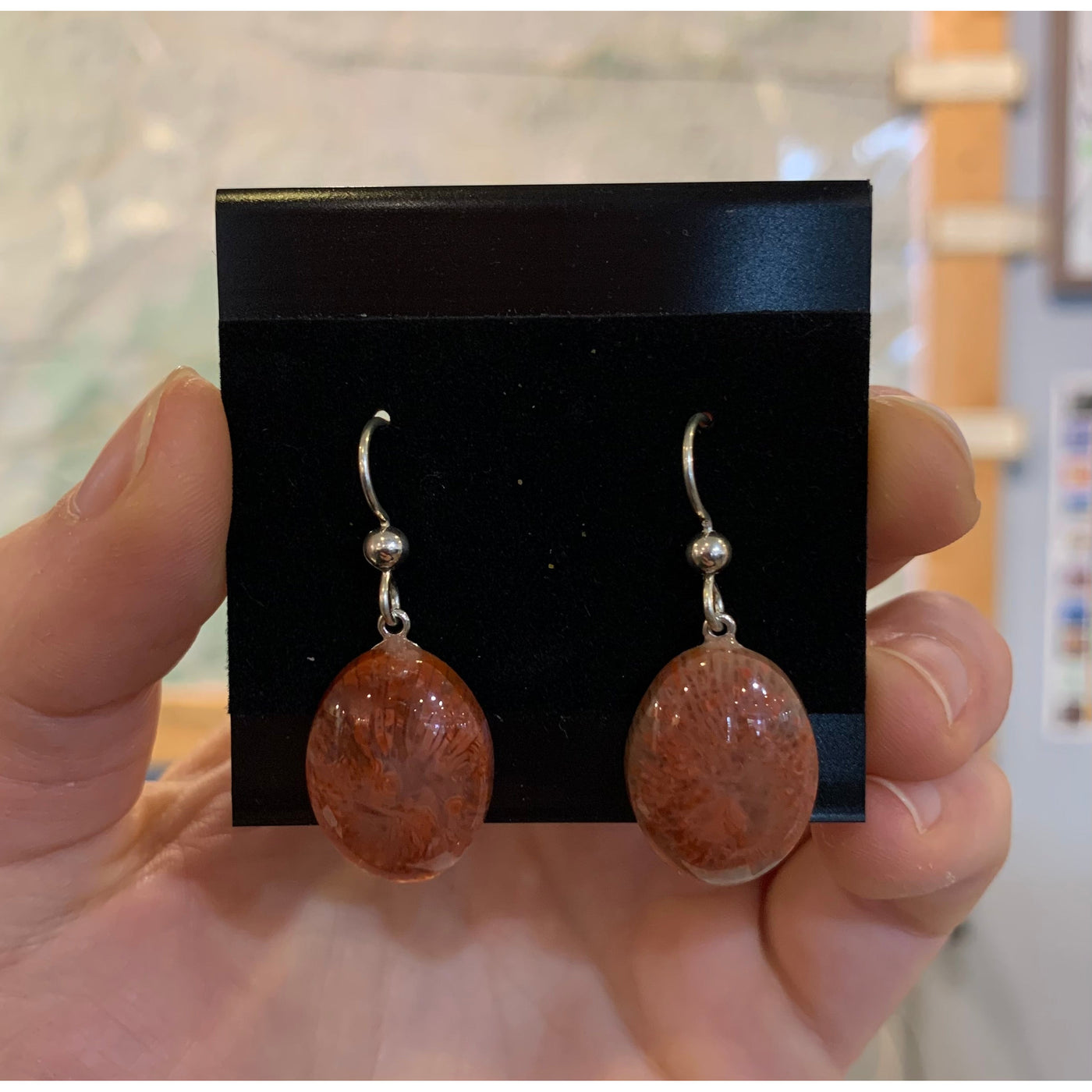 Crystal Creek Gems Earrings: Red Horn Coral