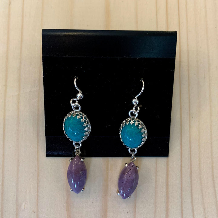 Crystal Creek Gems: Purple Jade &amp; Gem Silica Earrings