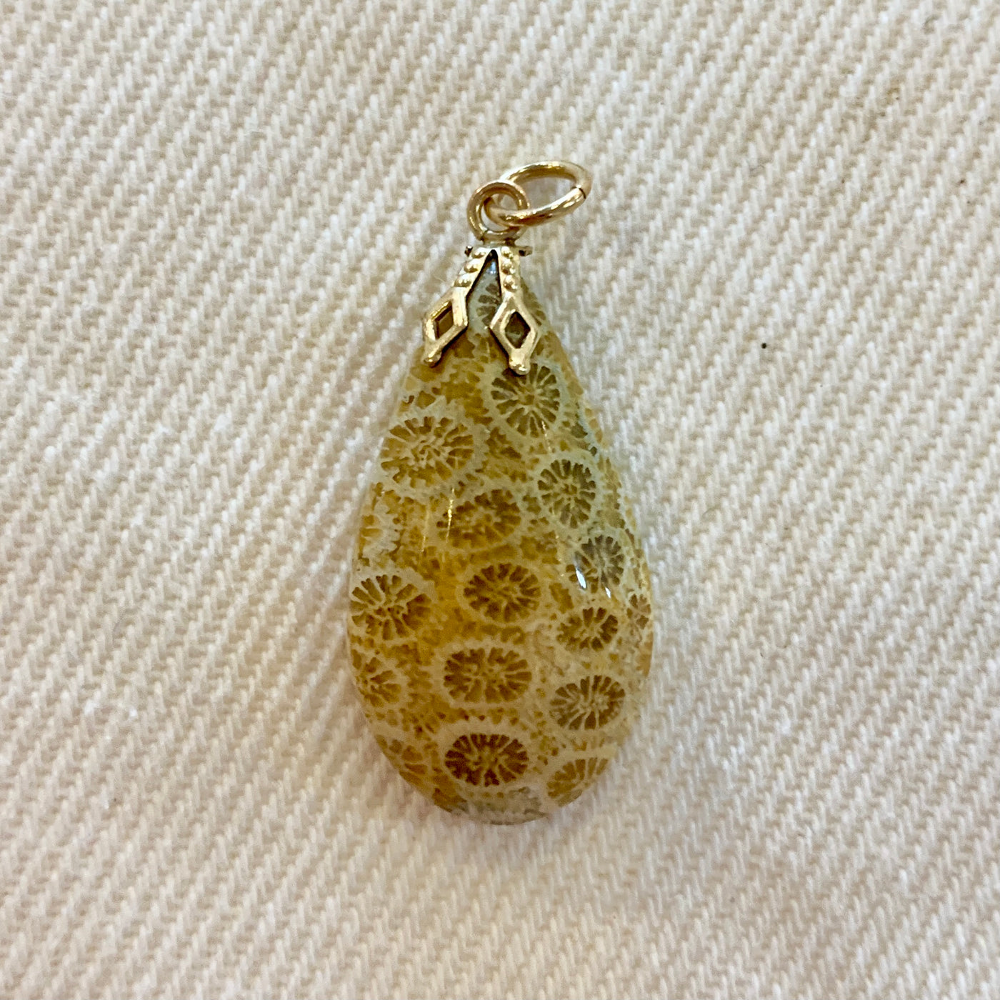 Pendant: Yellow Coral Fossil