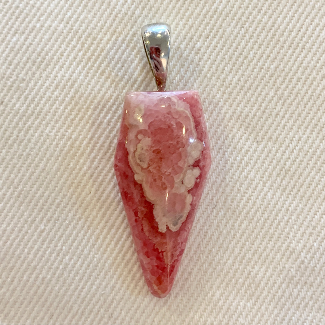 Crystal Creek Gems: Rhodochrosite Pentagon Drop Pendant