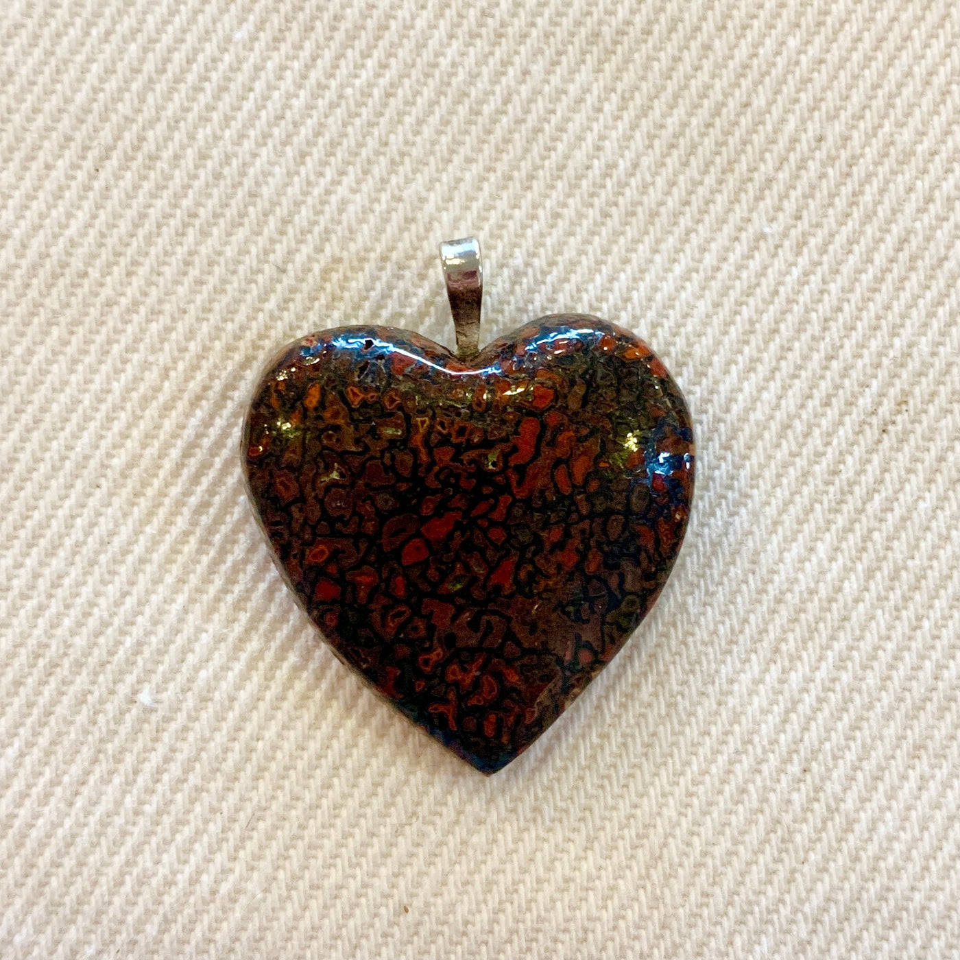 Crystal Creek Gems: Red Dinosaur Agate Heart Pendant