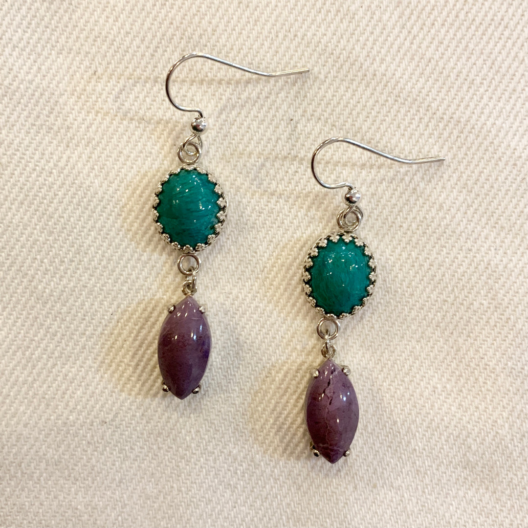 Crystal Creek Gems: Purple Jade &amp; Gem Silica Earrings