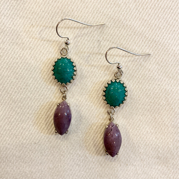 Crystal Creek Gems: Purple Jade &amp; Gem Silica Earrings